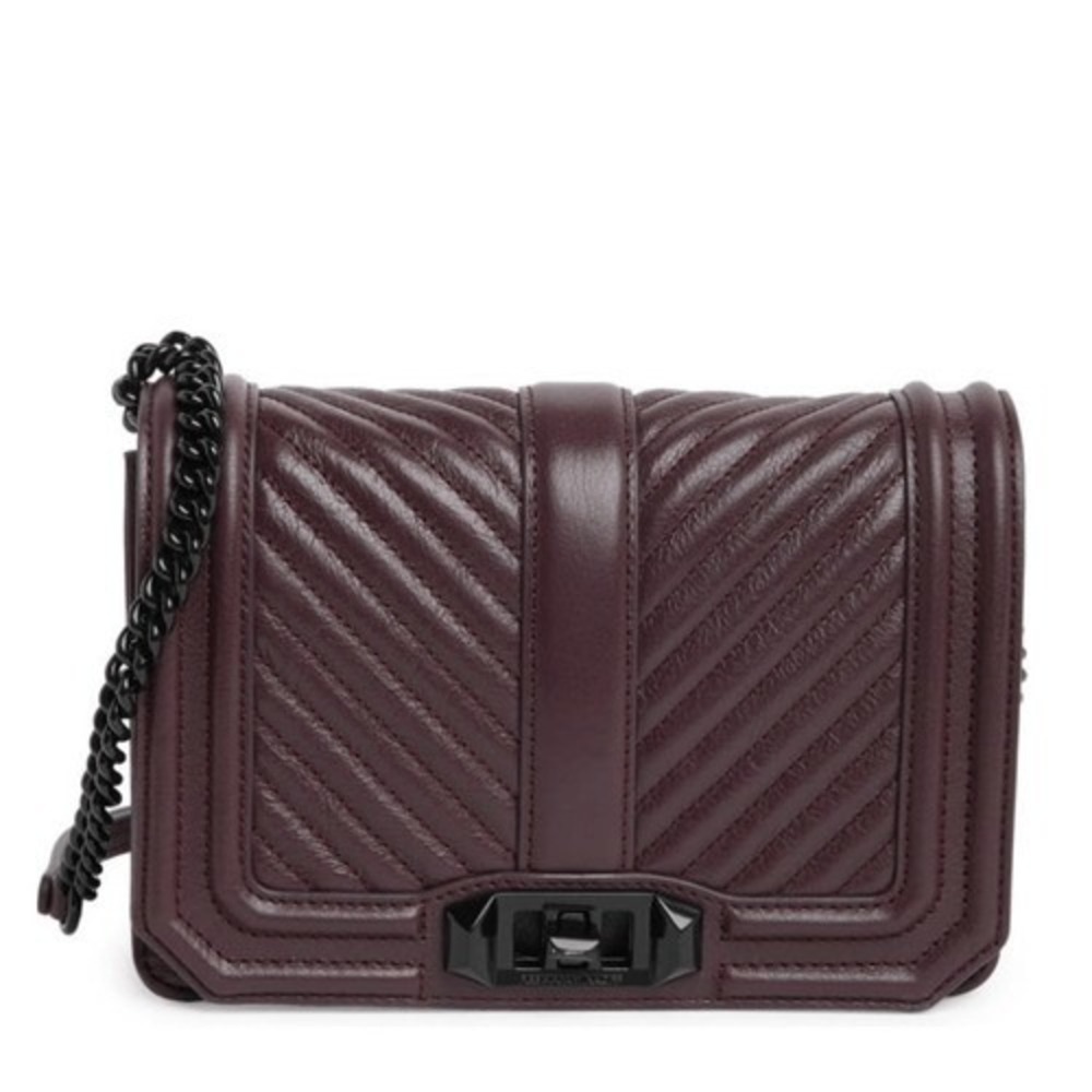 Rebecca Minkoff Small Love Leather Quilted Crossbody Bag,‎  Burgundy, NWT